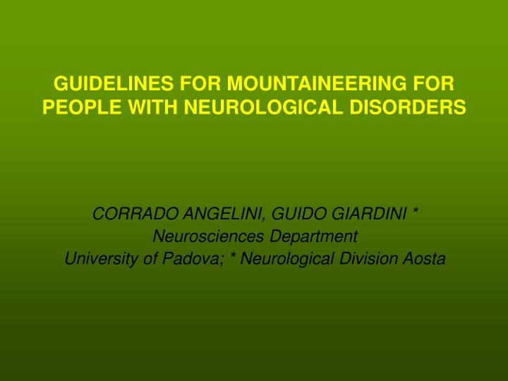 guidelines for mountaineering for people with neurological disorders