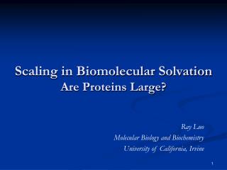 Scaling in Biomolecular Solvation Are Proteins Large?