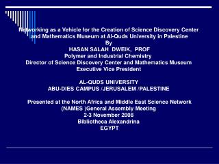Networking as a Vehicle for the Creation of Science Discovery Center