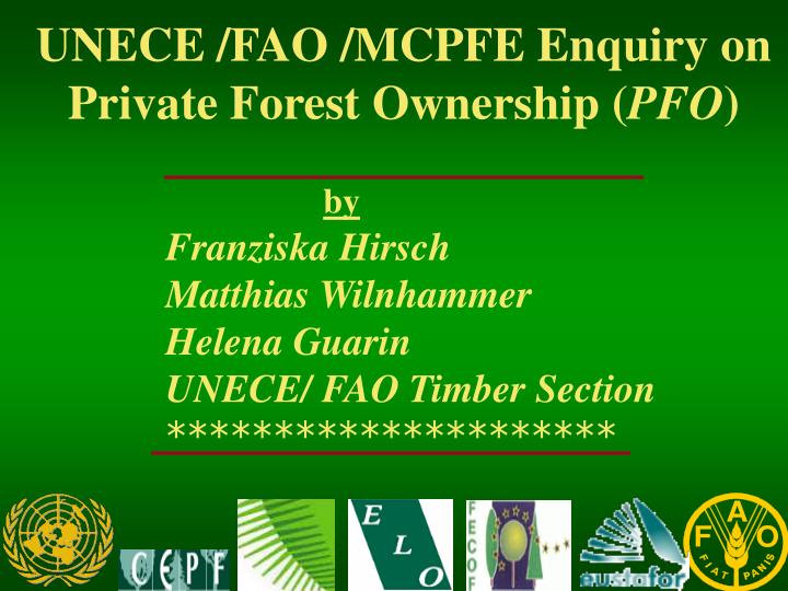 unece fao mcpfe enquiry on private forest ownership pfo