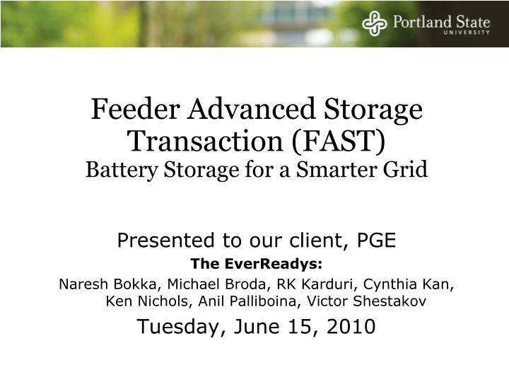 feeder advanced storage transaction fast battery storage for a smarter grid