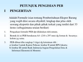 PETUNJUK PENGISIAN PEB