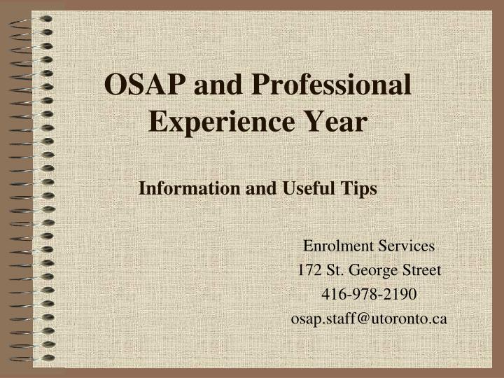osap and professional experience year information and useful tips