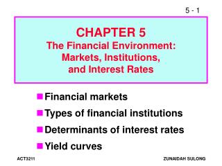 CHAPTER 5 The Financial Environment: Markets, Institutions, and Interest Rates