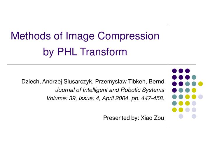 methods of image compression by phl transform