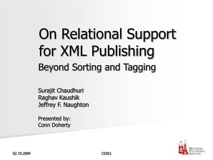 on relational support for xml publishing