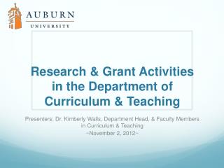 Research &amp; Grant Activities in the Department of Curriculum &amp; Teaching