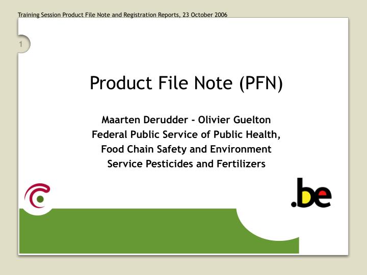 product file note pfn