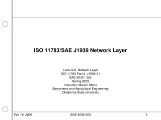 ISO 11783/SAE J1939 Network Layer