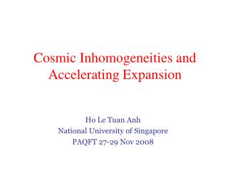 Cosmic Inhomogeneities and Accelerating Expansion