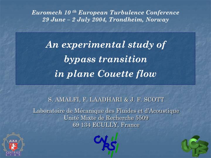 an experimental study of bypass transition in plane couette flow