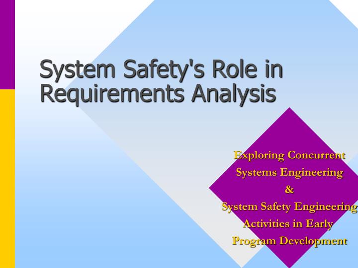 system safety s role in requirements analysis