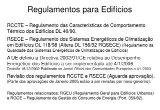 regulamentos para edif cios