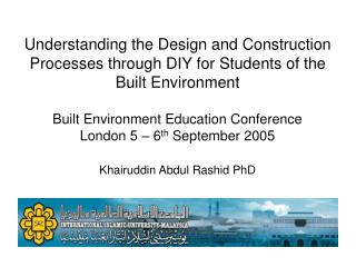 Understanding the Design and Construction Processes through DIY for Students of the