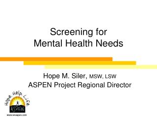 Screening for Mental Health Needs