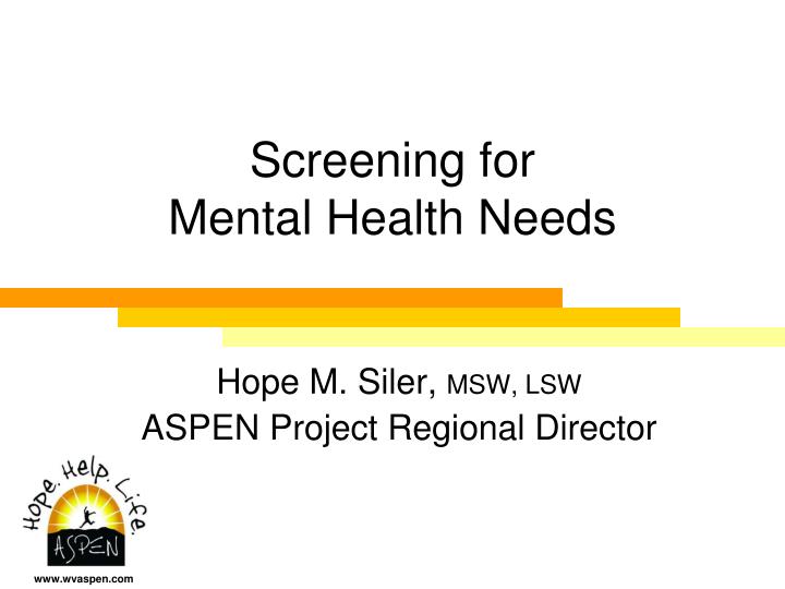 screening for mental health needs