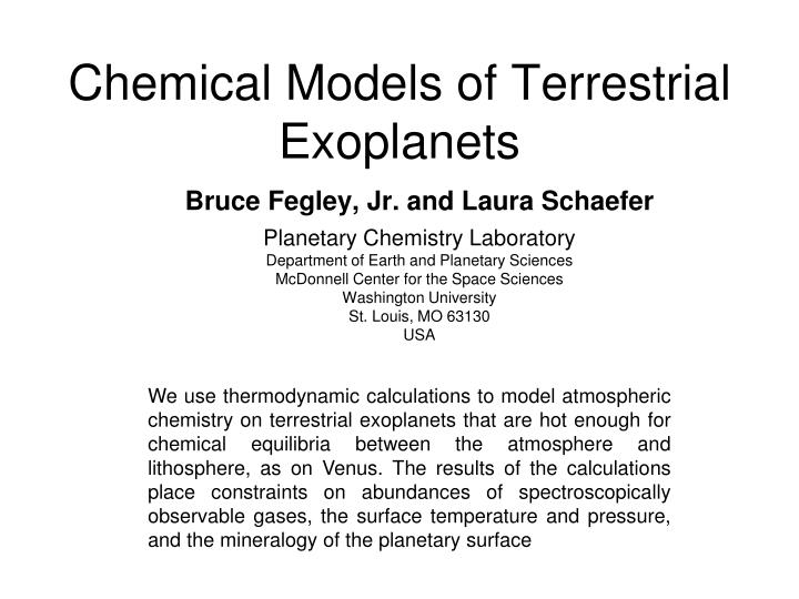 chemical models of terrestrial exoplanets