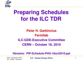 Preparing Schedules for the ILC TDR
