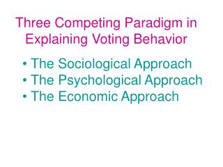 Three Competing Paradigm in Explaining Voting Behavior