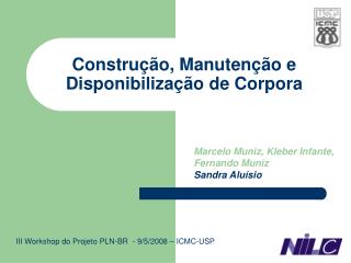 constru o manuten o e disponibiliza o de corpora