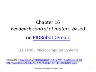 Chapter 16 Feedback control of motors, b ased on PIDRobotDemo.c