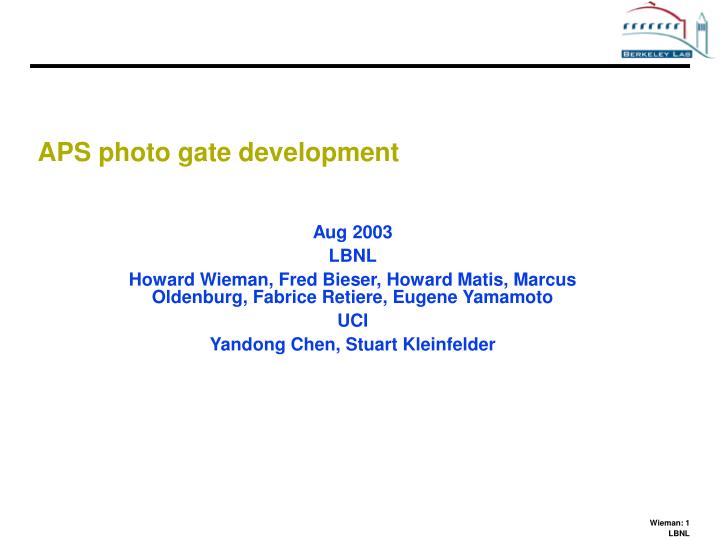 aps photo gate development