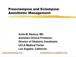 Preeclampsia and Eclampsia: Anesthetic Management