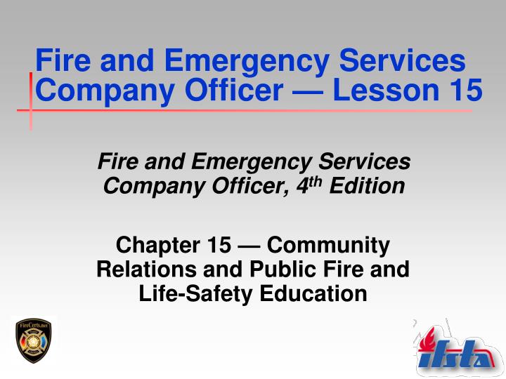 fire and emergency services company officer lesson 15