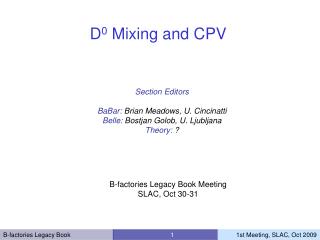 D 0 Mixing and CPV
