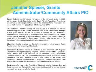 Jennifer Spieser, Grants Administrator/Community Affairs PIO