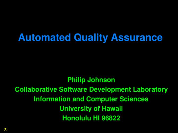 automated quality assurance