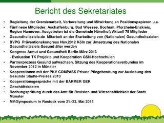bericht des sekretariates