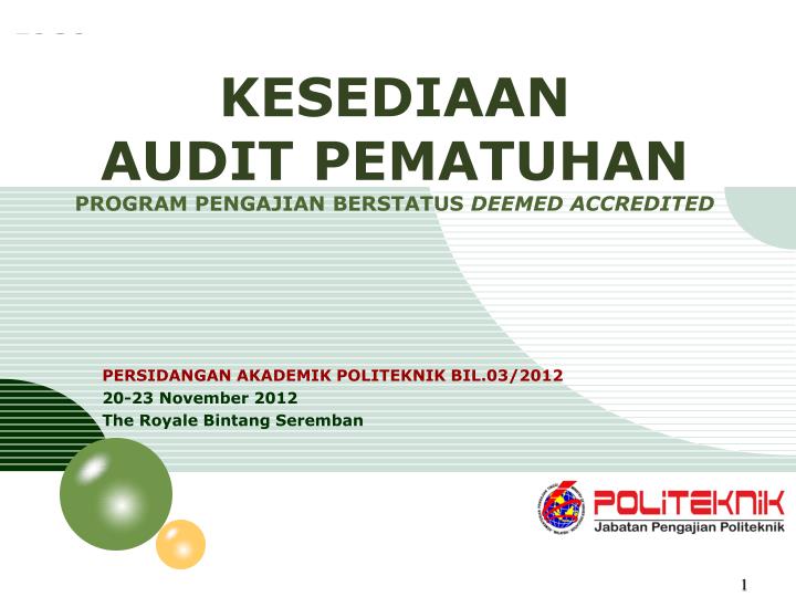 kesediaan audit pematuhan program pengajian berstatus deemed accredited