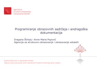 programiranje obrazovnih sadr aja i andrago ka dokumentacija