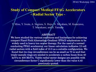 Study of Compact Medical FFAG Accelerators - Radial Sector Type -