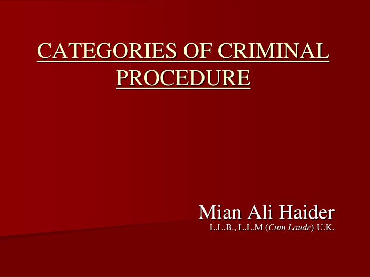 categories of criminal procedure