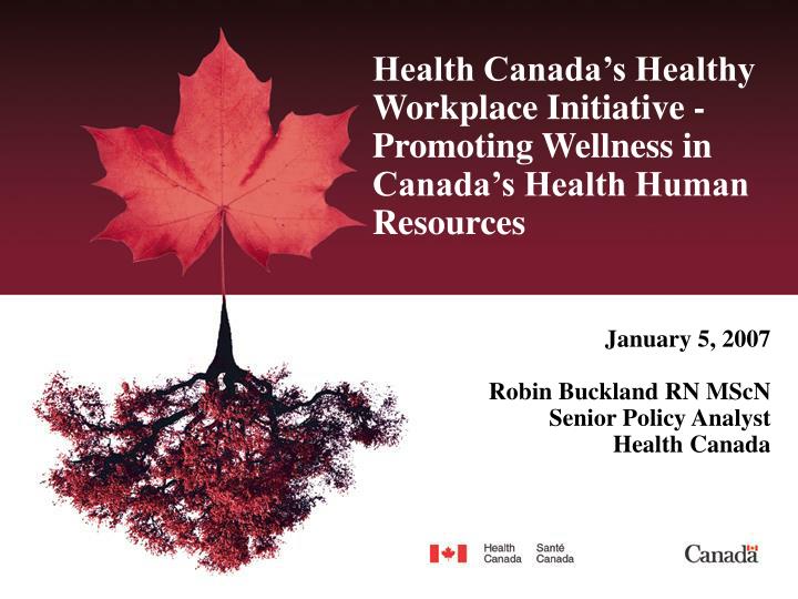 health canada s healthy workplace initiative promoting wellness in canada s health human resources