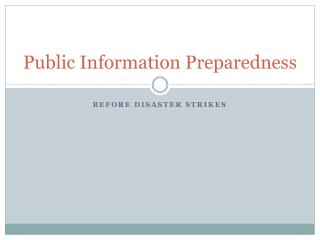 Public Information Preparedness
