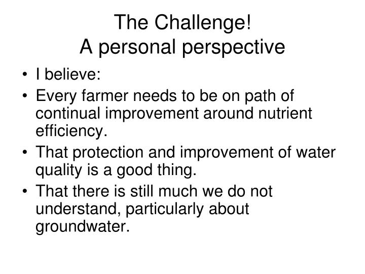 the challenge a personal perspective