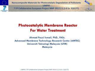 Photocatalytic Membrane Reactor For Water Treatment