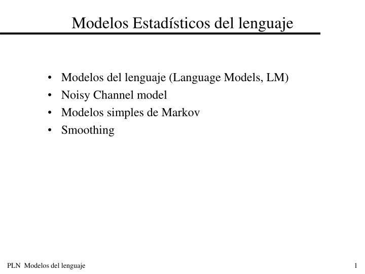 modelos estad sticos del lenguaje