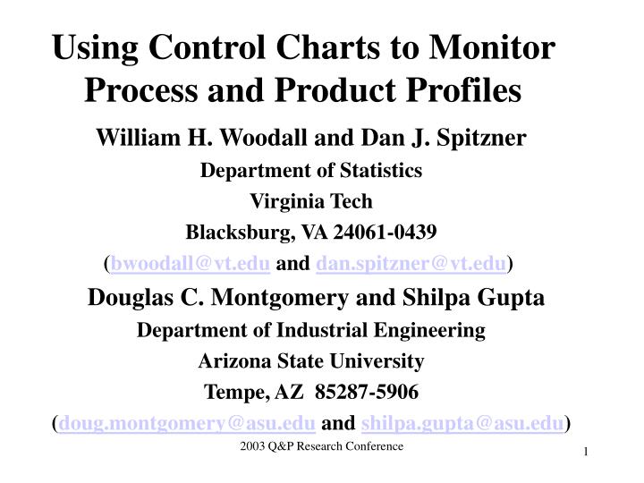 using control charts to monitor process and product profiles