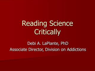Reading Science Critically