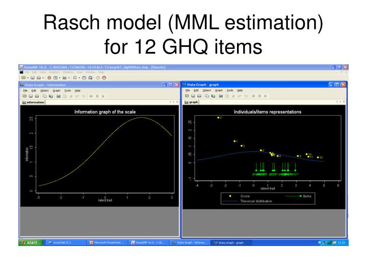 rasch model mml estimation for 12 ghq items