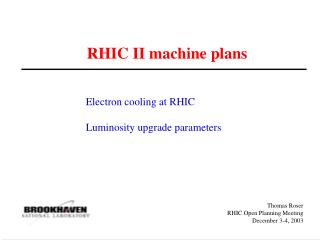 RHIC II machine plans
