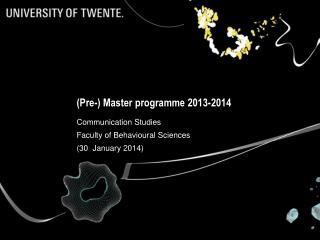 (Pre-) Master programme 2013-2014