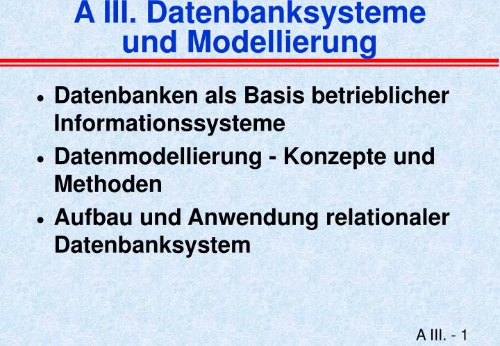a iii datenbanksysteme und modellierung