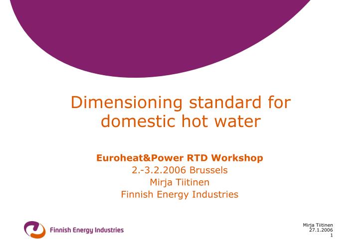 dimensioning standard for domestic hot water