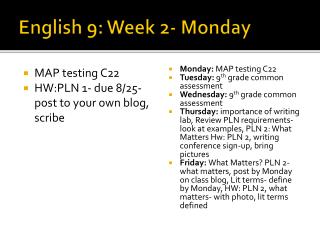 English 9: Week 2- Monday