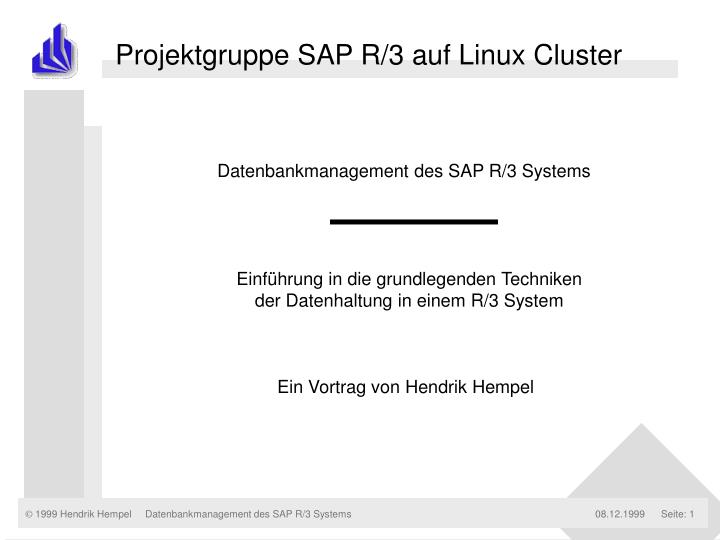 projektgruppe sap r 3 auf linux cluster